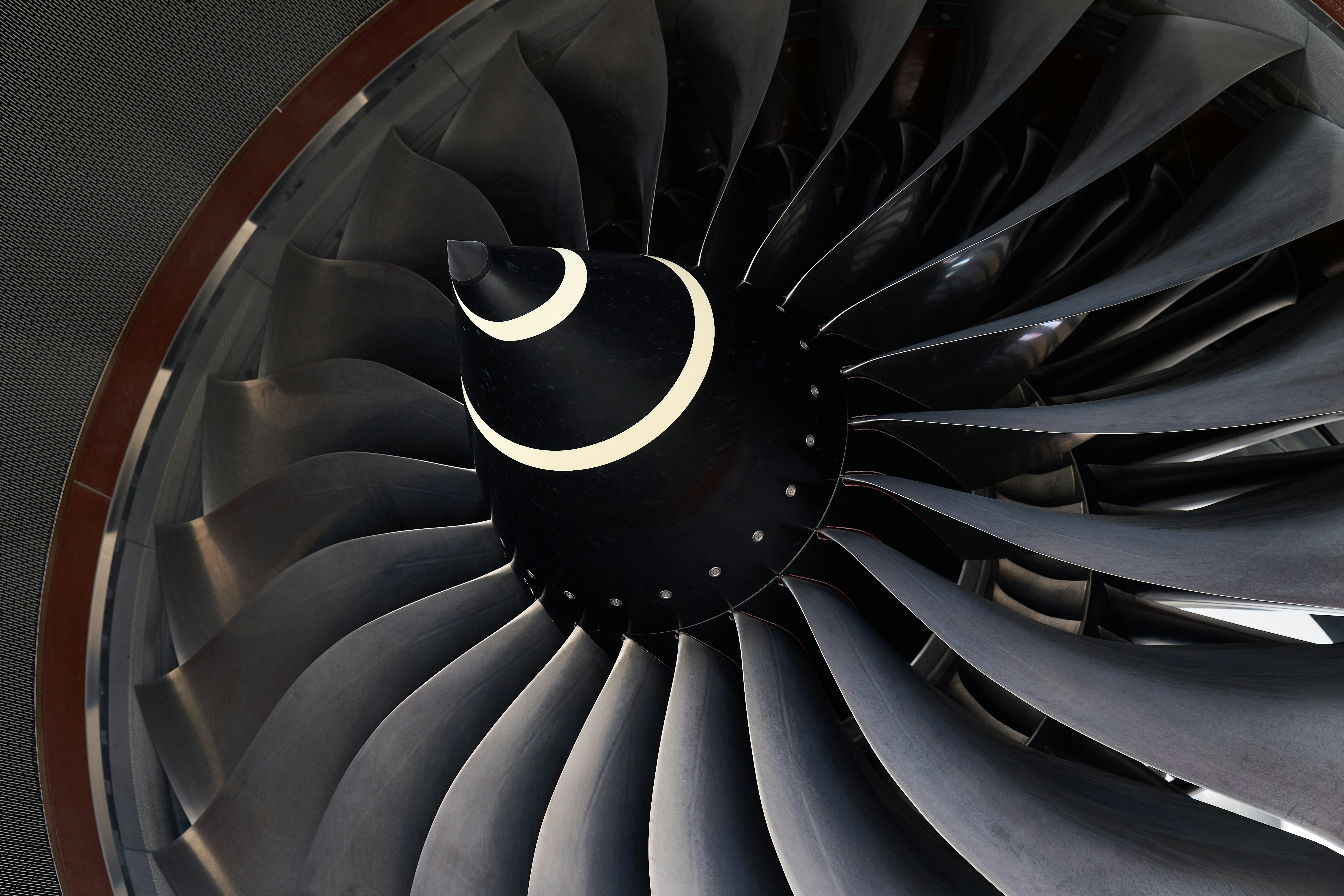 Trent XWB-84 engine fan close-up.